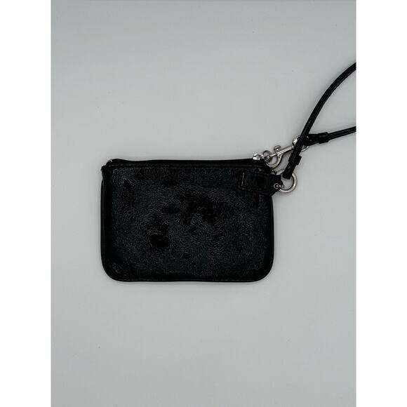 Coach Black Patent Leather Zip Small Clutch Wristlet Wallet - Picture 4 of 5